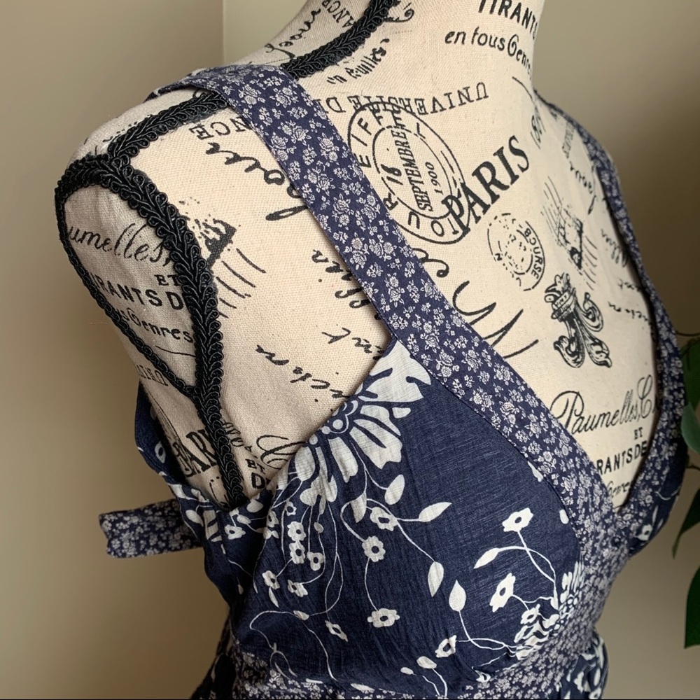 Forever 21 Sleeveless Blue White Floral Dress Sz L - Picture 5 of 9